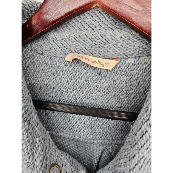 Soft Surroundings Womens Sz 1X Snap Front Boyfriend Shacket Light Blue Cotton - Picture 2 of 5